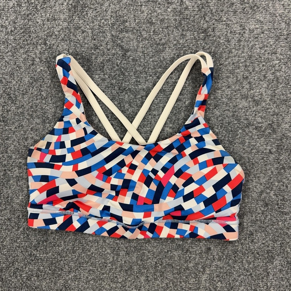 Lululemon Sports Bra Womens 8 Multicolor Geometric Crossback Lined Yoga Gym